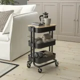 IKEA RÅSKOG (ИКЕА РОСКОГ) — Тележка, чёрный 28x38x61 см — фото 3