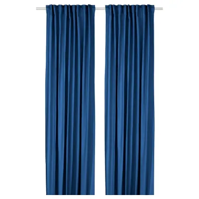 IKEA GINSTMOTT (ИКЕА ГИНСТМОТТ) — Гардина, 2 шт., тёмно-синяя/на ленте 145x300 см