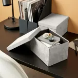 IKEA GJÄTTA (ИКЕА ГЙЭТТА) — Коробка с крышкой, бархат светло-серая 18x25x15 см — фото 2