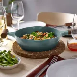 IKEA KLIPPFISK (ИКЕА КЛИППФИСК) — Сотейник с крышкой, антипригарное покрытие стекло/дерево серо-бирюзовый 24 см — фото 4