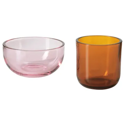 IKEA TALLTITA (ИКЕА ТАЛЛТИТА) — Подсвечник для чайных свечей, 2 шт., розовый/коричневый