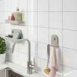 IKEA ÖBONÄS (ИКЕА ЁБОНЭС) — Тройной крючок на присоске, серо-бежевый 7х11 см — фото 5