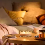 IKEA LOTSFÅGEL (ИКЕА ЛОТСФОГЕЛ) — Ароматическая свеча в стекле, 3 фитиля, персик, светло-оранжевый, 25 ч — фото 2