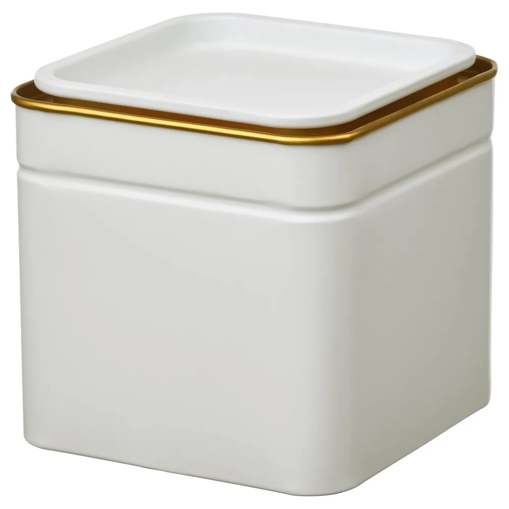 IKEA BLOMNING (ИКЕА БЛОМНИНГ) — Банка с крышкой, кремовый, для кофе/чая, 10х10х10 см
