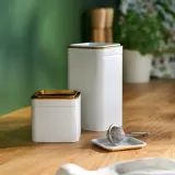 IKEA BLOMNING (ИКЕА БЛОМНИНГ) — Банка с крышкой, кремовый, для кофе/чая, 10х10х10 см — фото 3