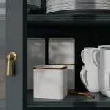IKEA BLOMNING (ИКЕА БЛОМНИНГ) — Банка с крышкой, кремовый, для кофе/чая, 10х10х10 см — фото 4