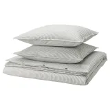 IKEA SOLFIBBLA (ИКЕА СОЛФИББЛА) — Пододеяльник и 2 наволочки, серый белый/полоска 200х200/50х60 см — фото 1