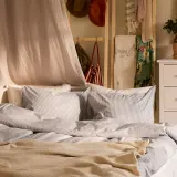 IKEA SOLFIBBLA (ИКЕА СОЛФИББЛА) — Пододеяльник и наволочка, серый белый/полоска 150х200/50х60 см — фото 3