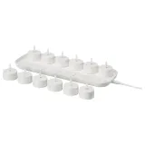 IKEA SKATGÅS (ИКЕА СКАТГОС) — Набор чайных свечей LED, с зарядной подставкой белый — фото 1
