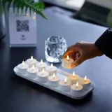 IKEA SKATGÅS (ИКЕА СКАТГОС) — Набор чайных свечей LED, с зарядной подставкой белый — фото 6