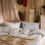 IKEA SOLFIBBLA (ИКЕА СОЛФИББЛА) — Пододеяльник и наволочка, белый синий/полоска 150х200/50х60 см — фото 3