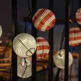 IKEA SOLVINDEN (ИКЕА СОЛВИНДЕН) — Гирлянда светодиодная, 12 ламп, на солнечной батарее, для улицы/красная в полоску — фото 3