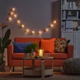 IKEA SOLVINDEN (ИКЕА СОЛВИНДЕН) — Гирлянда светодиодная, 12 ламп, на батарейках, розовая — фото 2