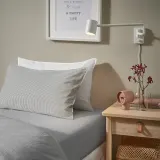 IKEA SOLFIBBLA (ИКЕА СОЛФИББЛА) — Наволочка, серая белая/в полоску 50x60 см — фото 2