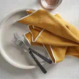 IKEA SANDABBORRE (ИКЕА САНДАББОРРЕ) — Кухонное полотенце, белый/тёмно-жёлтый 50x50 см — фото 4