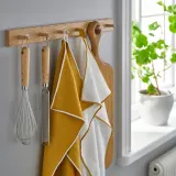 IKEA SANDABBORRE (ИКЕА САНДАББОРРЕ) — Кухонное полотенце, белый/тёмно-жёлтый 50x50 см — фото 5