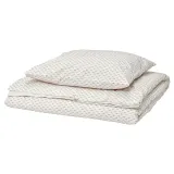 IKEA BANDKNIPPE (ИКЕА БАНДКНИППЕ) — Пододеяльник и наволочка — белый/бежевый 150х200/50х60 см — фото 1