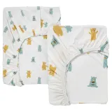 IKEA LEN (ИКЕА ЛЕН) — Простыня детская, белая с рисунком мишек, 2 шт. 60x120 см — фото 1