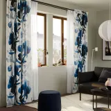IKEA SKOGSNÄSSLA (ИКЕА СКОГСНЭССЛА) — Штора, 2 шт., белый/синий цветочный узор/на ленте 145x250 см — фото 2