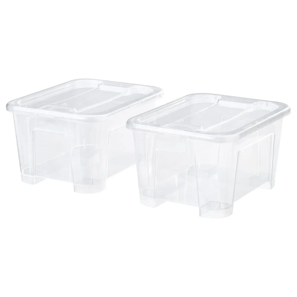 IKEA SAMLA (ИКЕА САМЛА) — Коробка с крышкой, прозрачный 14х18х10 см/1 л