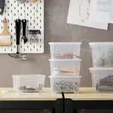 IKEA SAMLA (ИКЕА САМЛА) — Коробка с крышкой, прозрачный 14х18х10 см/1 л — фото 3