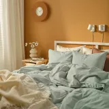 IKEA ÄNGSLILJA (ИКЕА ЭНГСЛИЛЙА) — Пододеяльник и 2 наволочки, бледный серо-зеленый 200х200/50х60 см — фото 3