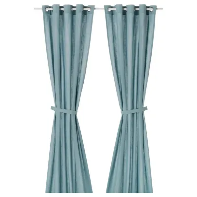 IKEA RITVA (ИКЕА РИТВА) — Гардина, 2 шт., серо-голубая/с петлями 145х250 см
