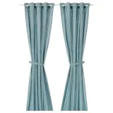 IKEA RITVA (ИКЕА РИТВА) — Гардина, 2 шт., серо-голубая/с петлями 145х250 см — фото 1