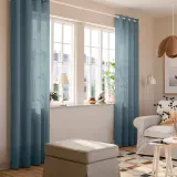 IKEA RITVA (ИКЕА РИТВА) — Гардина, 2 шт., серо-голубая/с петлями 145х250 см — фото 2
