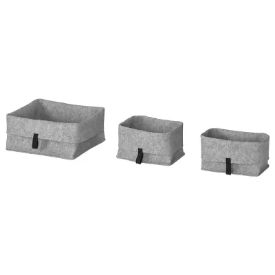 IKEA RAGGISAR (ИКЕА РАГГИСАР) — Корзина, 3 шт., серая
