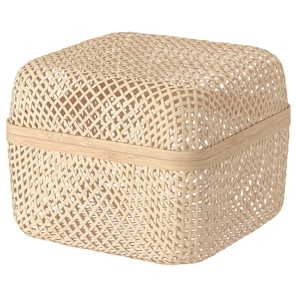 IKEA SMARRA (ИКЕА СМАРРА) — Коробка с крышкой, естественный цвет 30x30x23 см