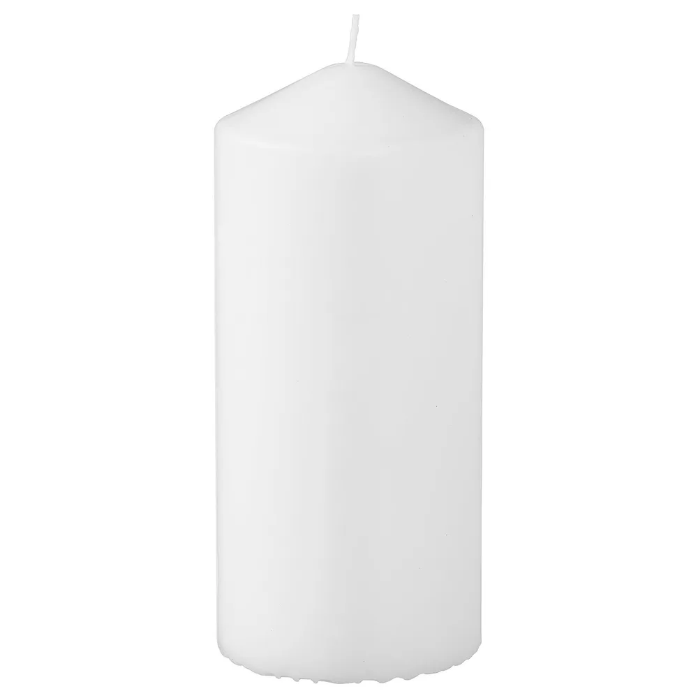 IKEA FENOMEN (ИКЕА ФЕНОМЕН) — Свеча столбчатая без запаха, белый 14 см 45 ч