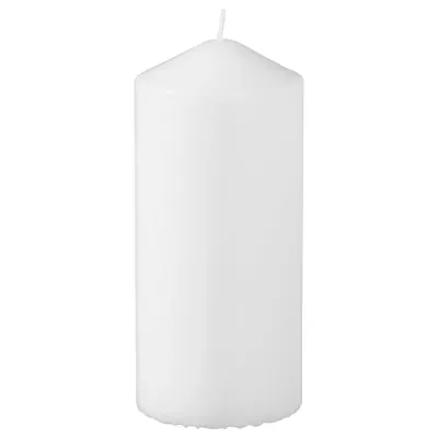 IKEA FENOMEN (ИКЕА ФЕНОМЕН) — Свеча столбчатая без запаха, белый 14 см 45 ч