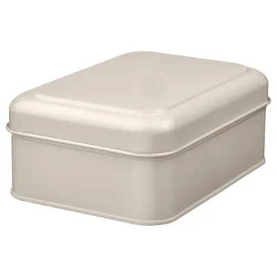 IKEA PLOGFÅRA (ИКЕА ПЛОГФОРА) — Контейнер с крышкой, светло-бежевый 22х16х8 см