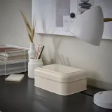 IKEA PLOGFÅRA (ИКЕА ПЛОГФОРА) — Контейнер с крышкой, светло-бежевый 22х16х8 см — фото 2