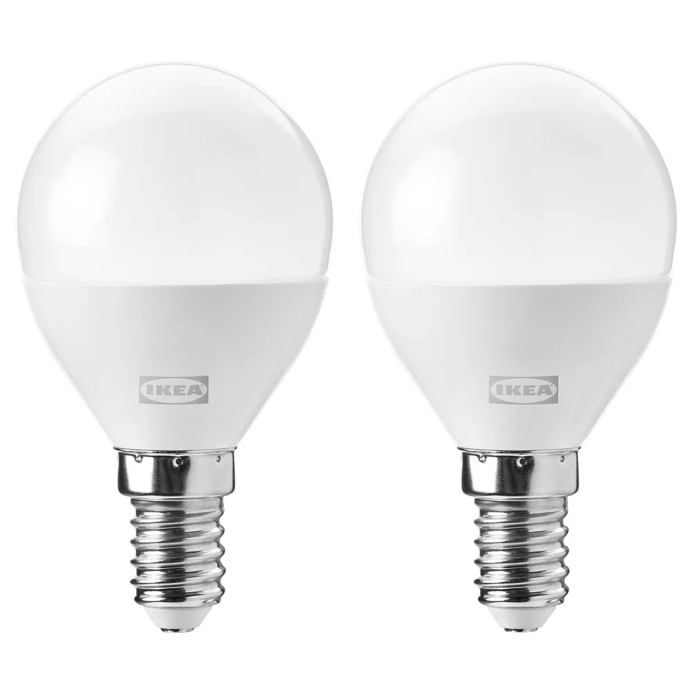 IKEA SOLHETTA (ИКЕА СОЛХЕТТА) — Лампочка LED E14 806 люмен, диммируемая/шар опаловый белый 45 мм