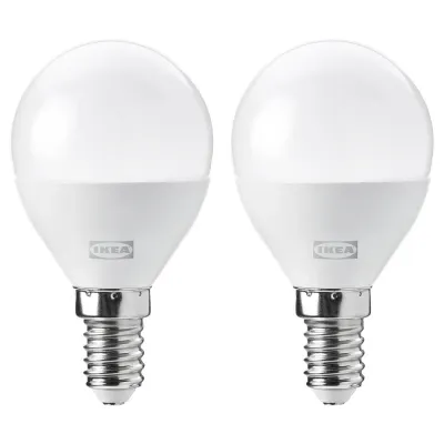 IKEA SOLHETTA (ИКЕА СОЛХЕТТА) — Лампочка LED E14 806 люмен, диммируемая/шар опаловый белый 45 мм