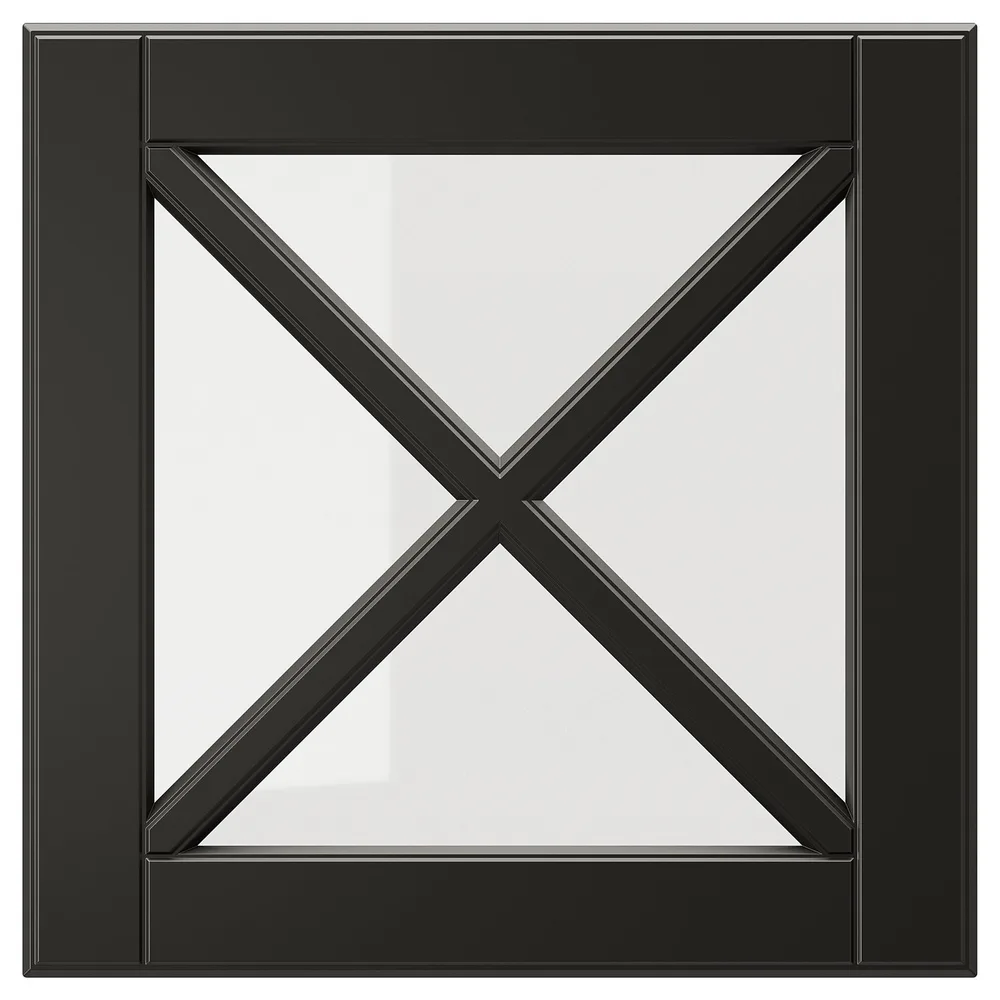 IKEA BODBYN (ИКЕА БОДБИН) — Стеклянная дверца со шпросами, чёрный 40x40 см