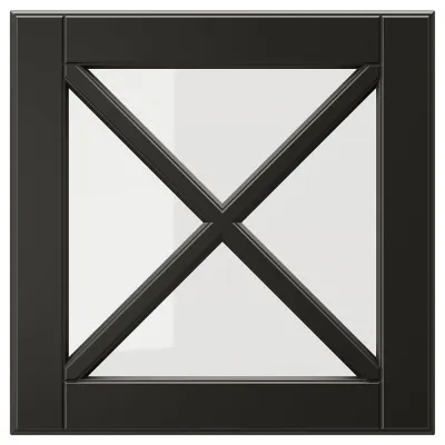 IKEA BODBYN (ИКЕА БОДБИН) — Стеклянная дверца со шпросами, чёрный 40x40 см