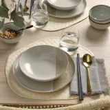 IKEA KRUSTISTEL (ИКЕА КРУСТИСТЕЛ) — Тарелка глубокая, с узором/светло-бежевая 19 см — фото 4