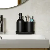 IKEA GANSJÖN (ИКЕА ГАНШЁН) — Комплект для ванной, 3 шт., чёрный — фото 3