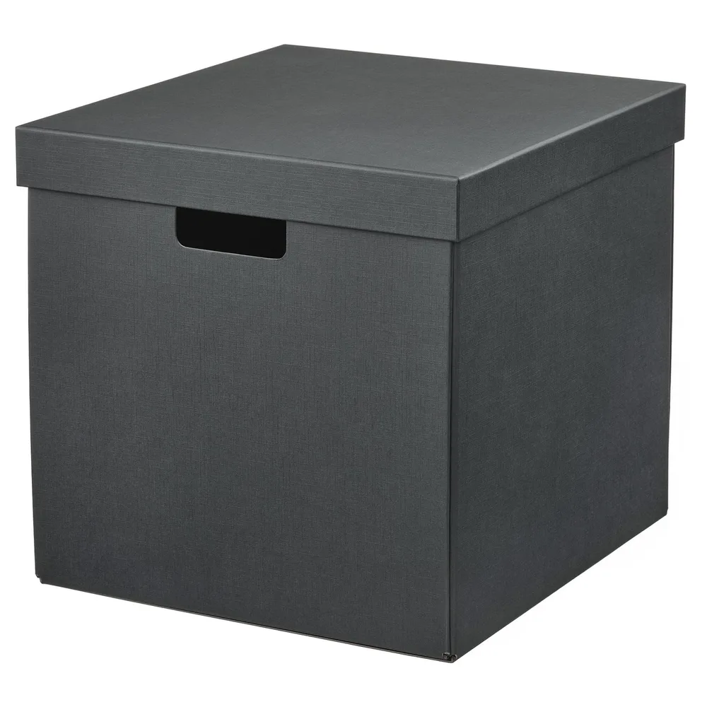 IKEA FJÄDERHARV (ИКЕА ФЙЭДЕРХАРВ) — Контейнер с крышкой, антрацит 32х35х31 см