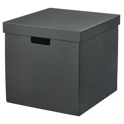 IKEA FJÄDERHARV (ИКЕА ФЙЭДЕРХАРВ) — Контейнер с крышкой, антрацит 32х35х31 см