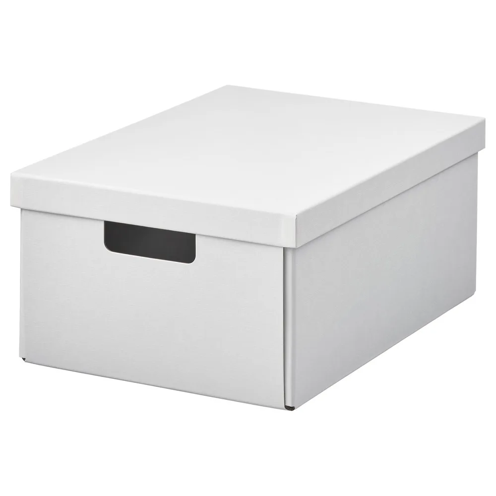 IKEA FJÄDERHARV (ИКЕА ФЙЭДЕРХАРВ) — Контейнер с крышкой, белый 25х35х16 см