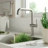 IKEA MÖRKASJÖN (ИКЕА МЁРКАШЁН) — Смеситель кухонный с боковой рукояткой, стальной — фото 2