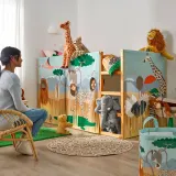 IKEA KURA (ИКЕА КУРА) — Штора для кровати, разноцветная/животные саванны — фото 2