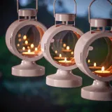 IKEA FLODSVALA (ИКЕА ФЛОДСВАЛА) — Фонарь для чайной свечи, для дома и улицы, бледно-розовый 21 см — фото 3
