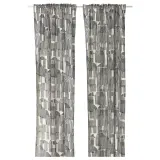 IKEA TEMPELFLY (ИКЕА ТЕМПЕЛФЛИ) — Штора, 2 шт, белый/чёрный/на тесьме 145x300 см — фото 1