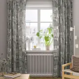IKEA TEMPELFLY (ИКЕА ТЕМПЕЛФЛИ) — Штора, 2 шт, белый/чёрный/на тесьме 145x300 см — фото 2