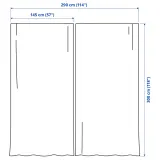 IKEA TEMPELFLY (ИКЕА ТЕМПЕЛФЛИ) — Штора, 2 шт, белый/чёрный/на тесьме 145x300 см — фото 6